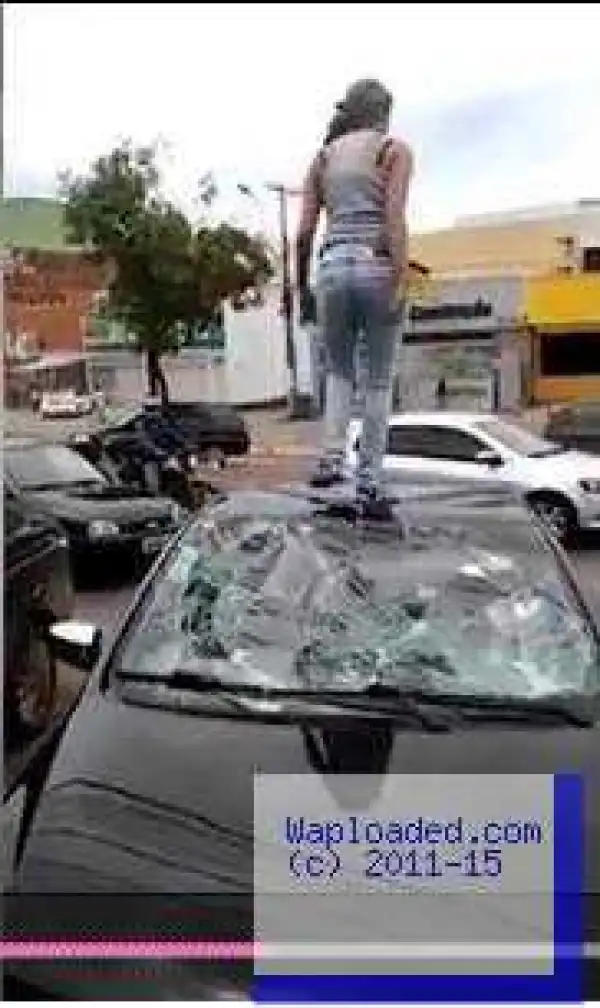 Wow! See How Pregnant Woman Destroyed Husband’s Car after Catching Him with Mistress (Photos)
